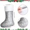 8 Pack Large Grey and White Christmas Stockings Decorations with Plush Faux Fur Cuff 15 Inch Xmas Family Socks for Christmas Family Holiday Party Decor